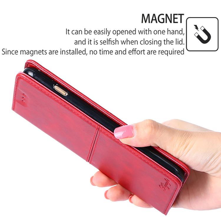 Funda de cuero magnético con textura de vaca para Samsung Galaxy S25 Ultra 5G (roja)