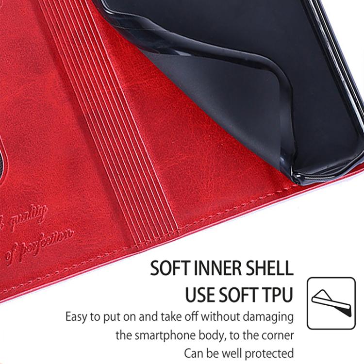 Funda de cuero magnético con textura de vaca para Samsung Galaxy S25 Ultra 5G (roja)