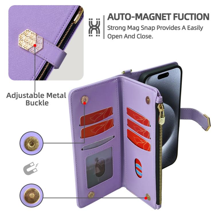 Funda de cuero con textura cruzada y asa cruzada para Samsung Galaxy S25+ 5G (morado)