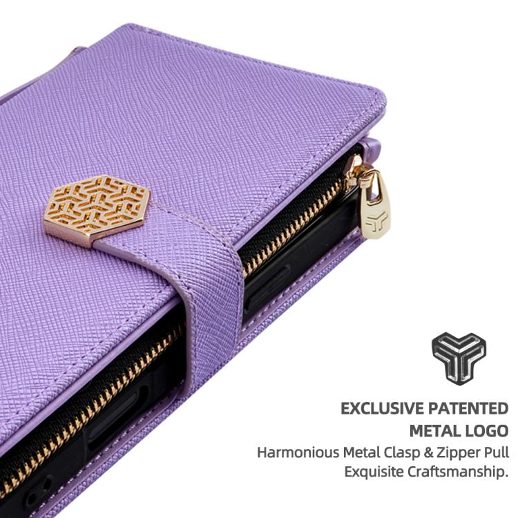 Funda de cuero con textura cruzada y asa cruzada para Samsung Galaxy S25+ 5G (morado)