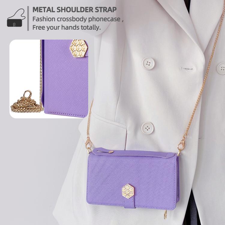 Funda de cuero con textura cruzada y asa cruzada para Samsung Galaxy S25+ 5G (morado)