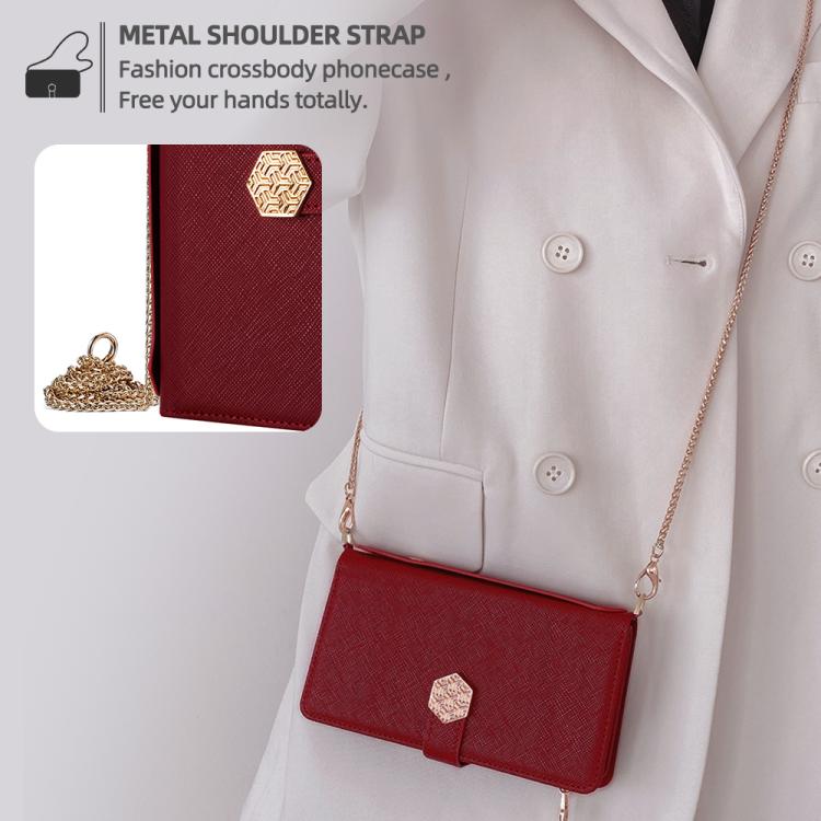 Funda de cuero con textura cruzada y asa cruzada para Samsung Galaxy S25 Ultra 5G (roja)