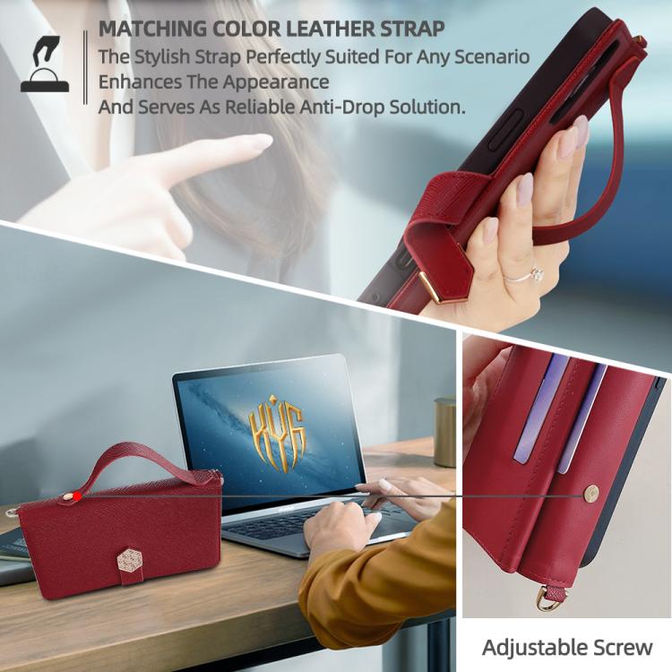 Funda de cuero con textura cruzada y asa cruzada para Samsung Galaxy S25 Ultra 5G (roja)