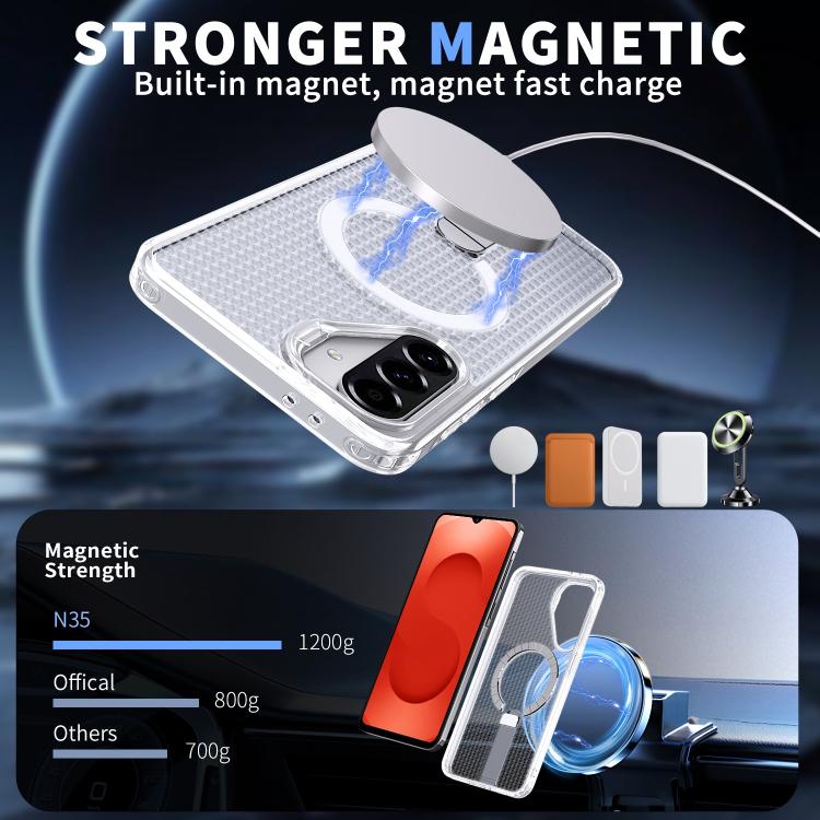 Funda con soporte MagSafe y refrigeración Honeycomb para Samsung Galaxy A26 5G (transparente esmerilado)