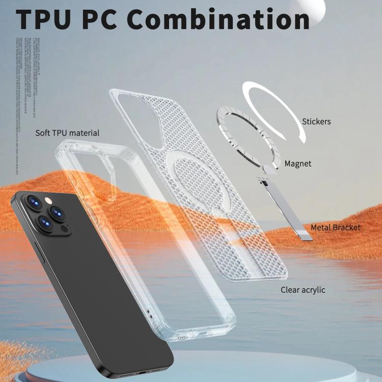Funda con soporte MagSafe y refrigeración Honeycomb para Samsung Galaxy A26 5G (transparente esmerilado)