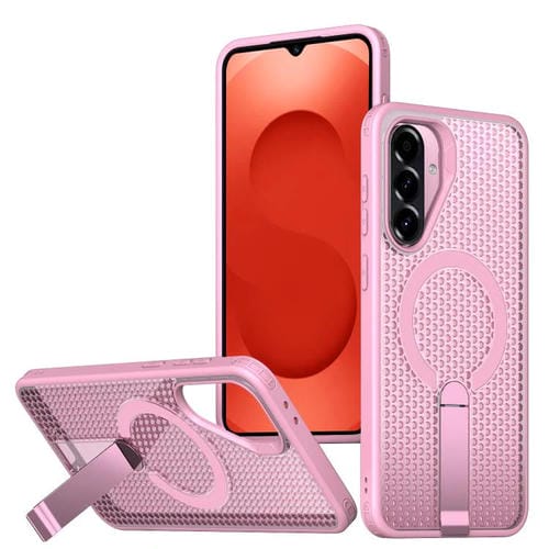 Funda con soporte MagSafe y refrigeración Honeycomb para Samsung Galaxy A26 5G (rosa)