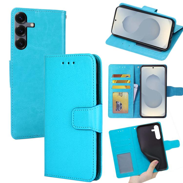 Funda de cuero con textura de cristal para Samsung Galaxy S25 5G (azul cielo)