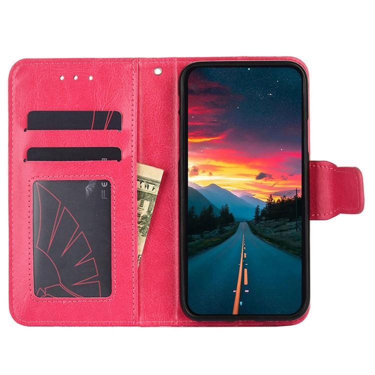 Funda de cuero con textura de cristal para Samsung Galaxy S25 Ultra 5G (rosa y rojo)