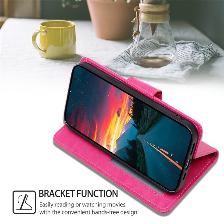 Funda de cuero con textura de cristal para Samsung Galaxy S25 Ultra 5G (rosa y rojo)