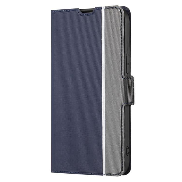 Funda de cuero con textura de sarga y botones laterales para Samsung Galaxy S25 5G (azul)