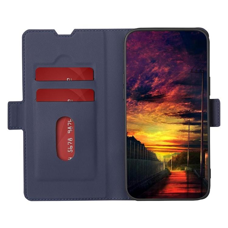 Funda de cuero con textura de sarga y botones laterales para Samsung Galaxy S25 5G (azul)