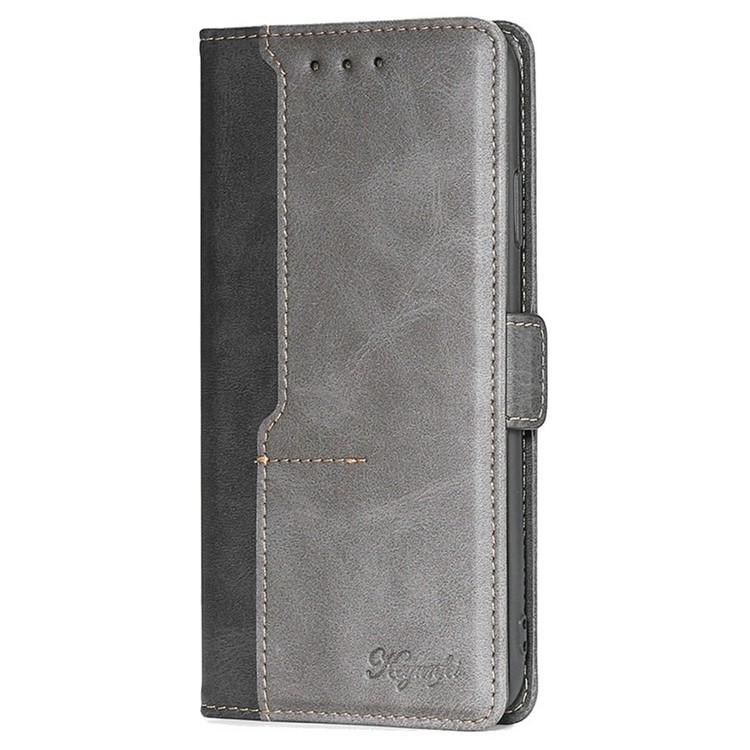 Funda de cuero con hebilla lateral en color de contraste para Samsung Galaxy S25+ 5G (negro y gris)