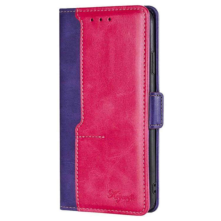 Funda de cuero con hebilla lateral en color de contraste para Samsung Galaxy S25+ 5G (morado y rojo rosa)