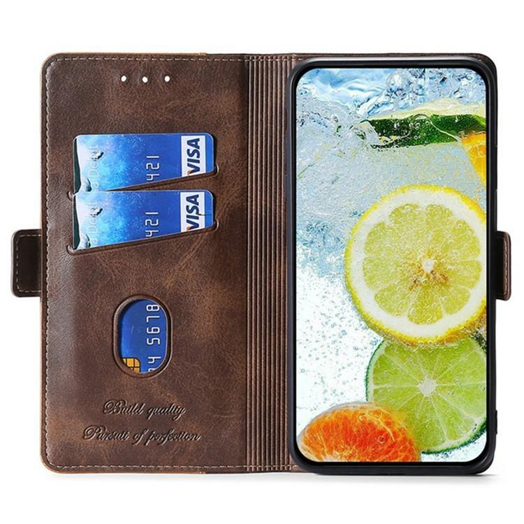 Funda de cuero con hebilla lateral en color de contraste para Samsung Galaxy S25 Ultra 5G (marrón claro y verde)