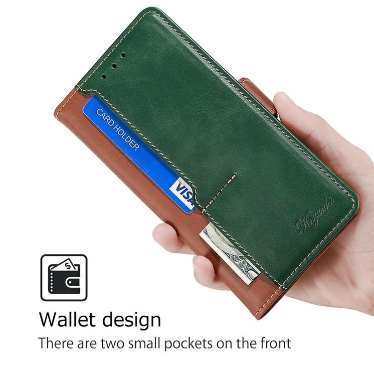Funda de cuero con hebilla lateral en color de contraste para Samsung Galaxy S25 Ultra 5G (marrón claro y verde)