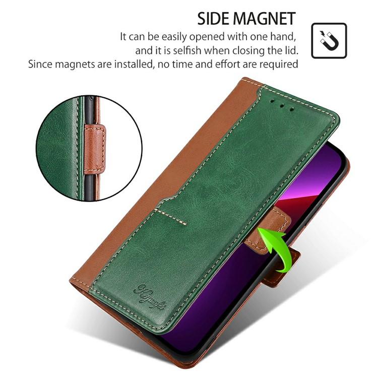 Funda de cuero con hebilla lateral en color de contraste para Samsung Galaxy S25 Ultra 5G (marrón claro y verde)