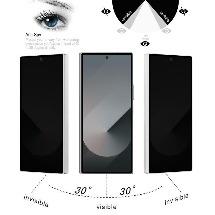 Película de vidrio templado de privacidad de 360 grados con cobertura total de seda para Samsung Galaxy Z Fold7 5G, 25 unidades