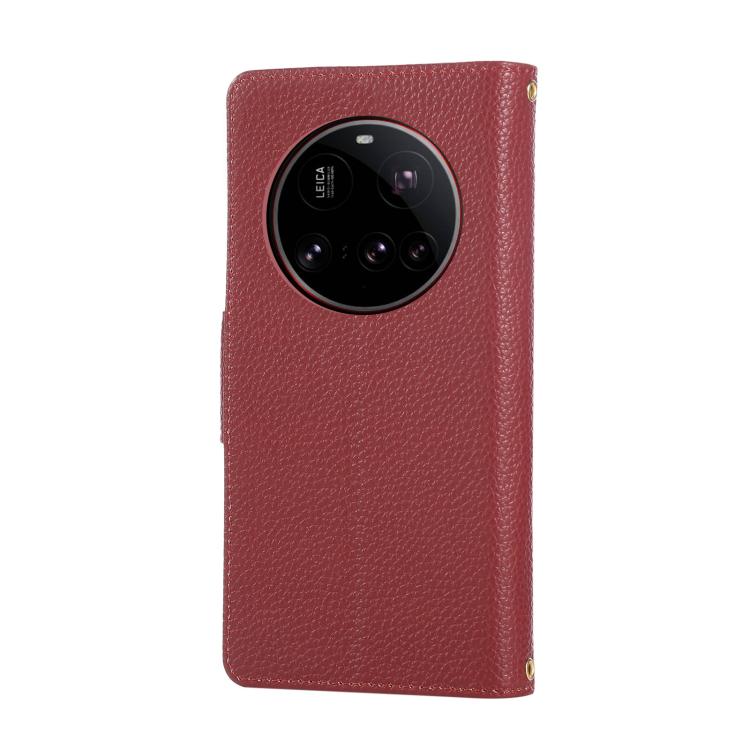 Funda de cuero con hebilla redonda y cremallera para Xiaomi 15 Ultra, con correa cruzada (roja)