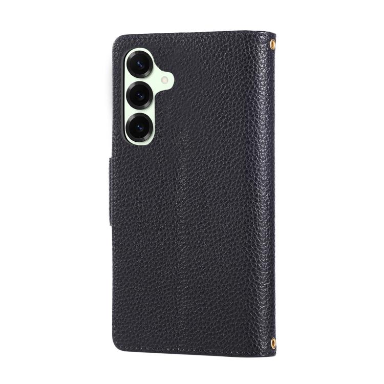 Funda de cuero tipo billetera con hebilla redonda y cremallera para Samsung Galaxy A16 4G / 5G / A26 5G (negro)