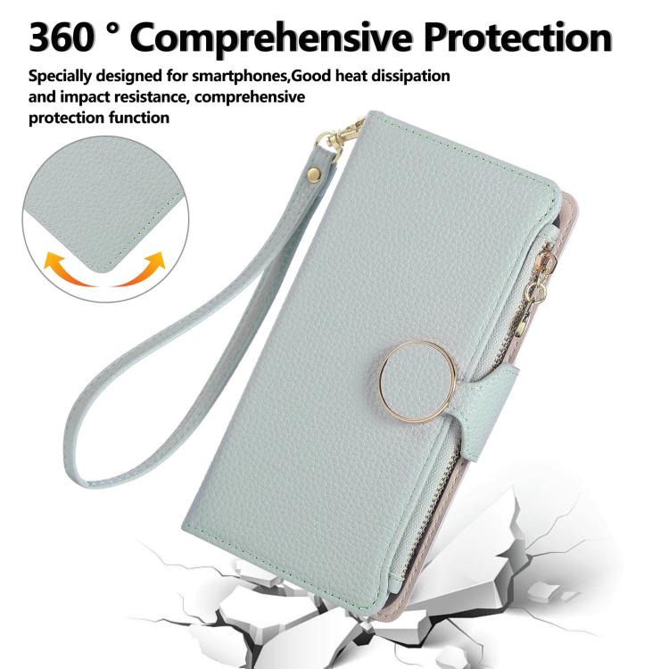 Funda de cuero con hebilla redonda y cremallera para Samsung Galaxy A33 5G, con correa cruzada (azul cielo)