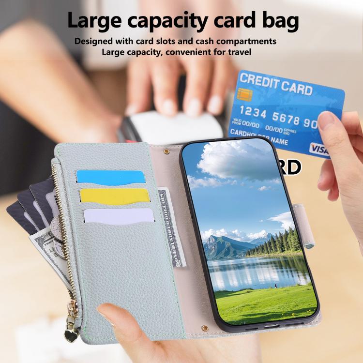 Funda de cuero con hebilla redonda y cremallera para Samsung Galaxy A33 5G, con correa cruzada (azul cielo)