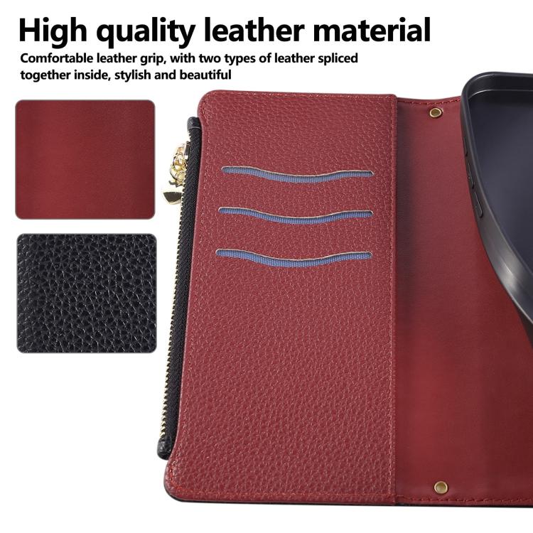 Funda de cuero con hebilla redonda y cremallera para Samsung Galaxy A53 5G, con correa cruzada (negro)