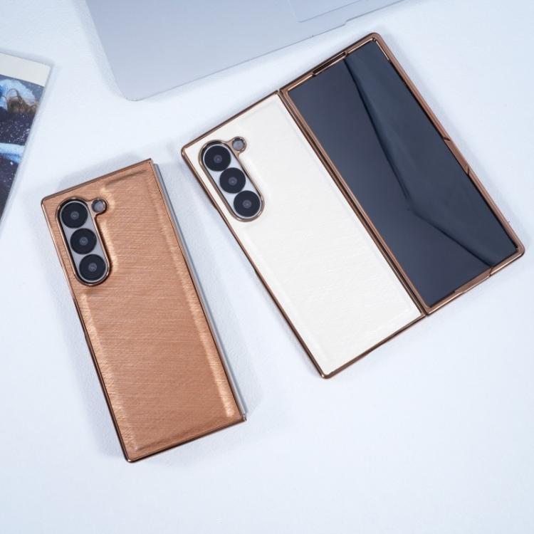 Funda de franela con textura de fibra de bambú y película templada para Samsung Galaxy Z Fold6 5G (negra)