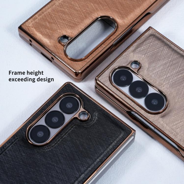 Funda de franela con textura de fibra de bambú y película templada para Samsung Galaxy Z Fold7 5G (azul)