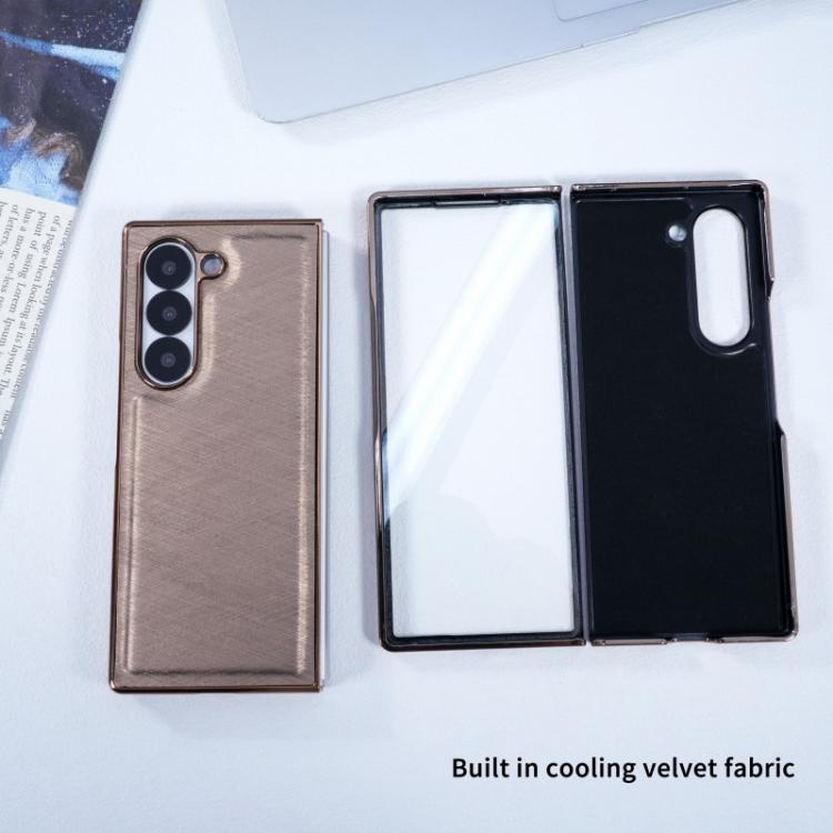 Funda de franela con textura de fibra de bambú y película templada para Samsung Galaxy Z Fold7 5G (azul)