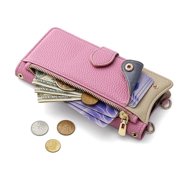Funda de cuero de lichi con diseño de cola de pez y cadena cruzada para Samsung Galaxy XCover7 Pro (rosa)