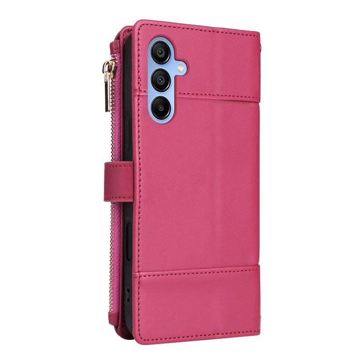 Funda de cuero tipo cartera con cremallera y bloqueo RFID para Samsung Galaxy A16/26 (roja)