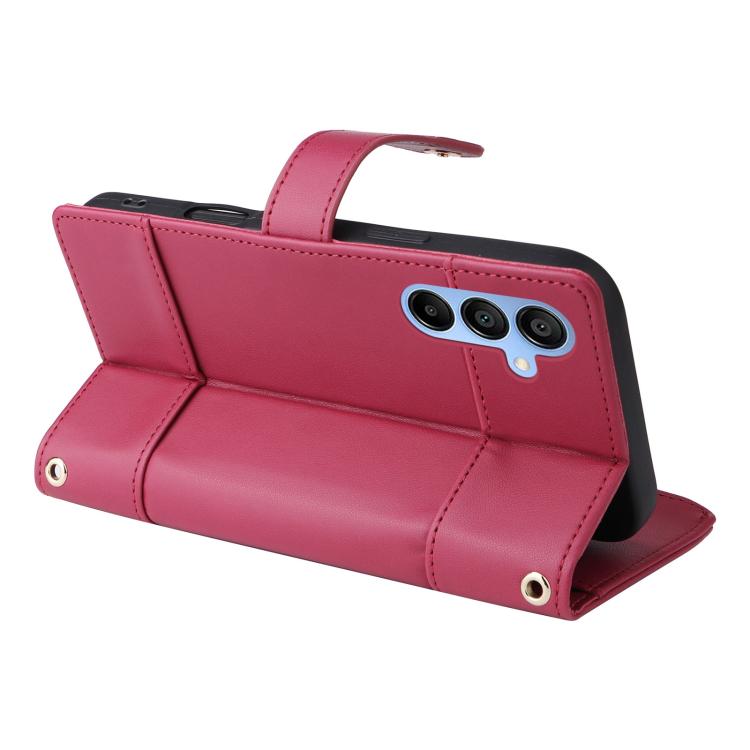 Funda de cuero tipo cartera con cremallera y bloqueo RFID para Samsung Galaxy A16/26 (roja)