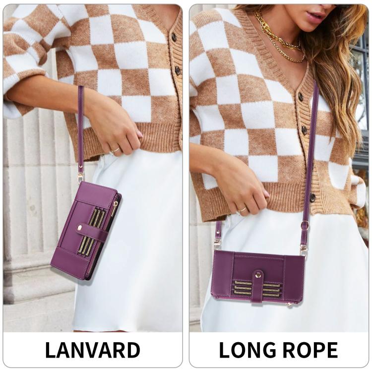 Funda de cuero tipo cartera con cremallera y bloqueo RFID para Samsung Galaxy A35 5G (morado)
