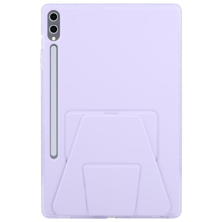 Funda plegable con soporte magnético y parte trasera de cuero acrílico para Samsung Galaxy Tab S10+/S9+ (morado)