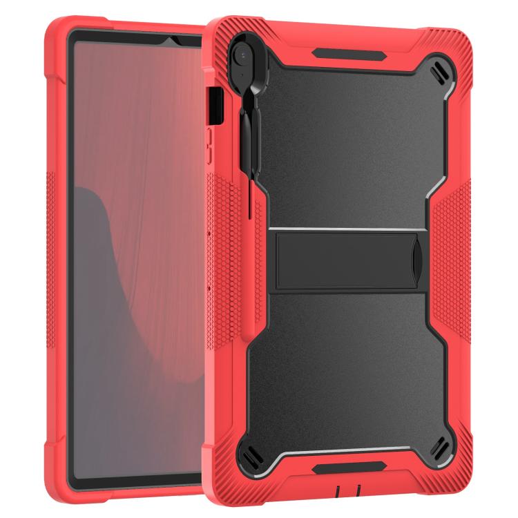 Funda híbrida de silicona a prueba de golpes para Samsung Galaxy Tab S10 FE+ con soporte (negro y rojo)