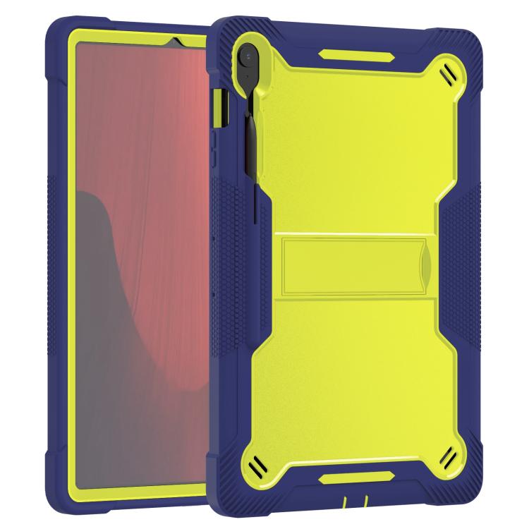 Funda híbrida de silicona a prueba de golpes para Samsung Galaxy Tab S10 FE+ con soporte (amarillo, verde, azul marino)