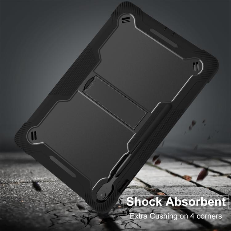 Funda híbrida de silicona a prueba de golpes para Samsung Galaxy Tab S10 FE+ con soporte (negra)
