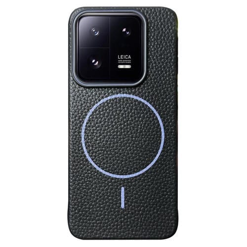 Funda de TPU con diseño de círculo fino MagSafe Litchi Grain para Xiaomi 13 Pro (negro y morado)