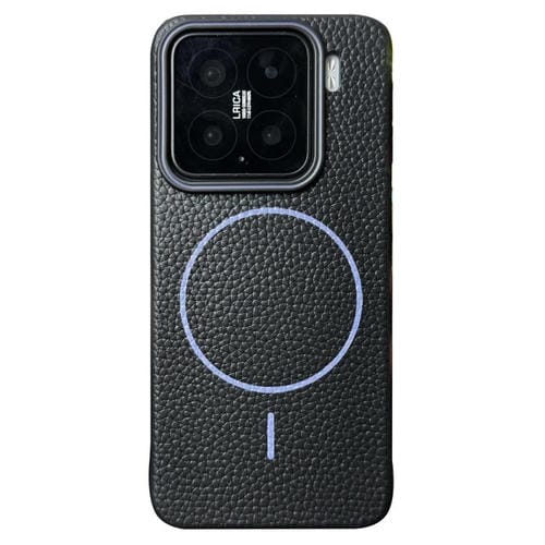 Funda de TPU con diseño de círculo fino MagSafe Litchi Grain para Xiaomi 15 (negro y morado)