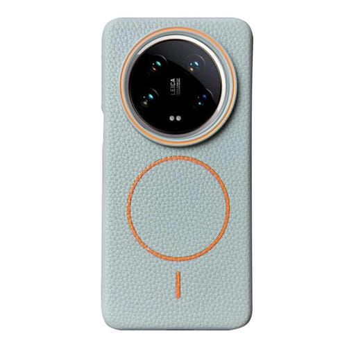 Funda ultrafina de TPU con diseño circular MagSafe y grano de lichi para Xiaomi 14 (azul y naranja)