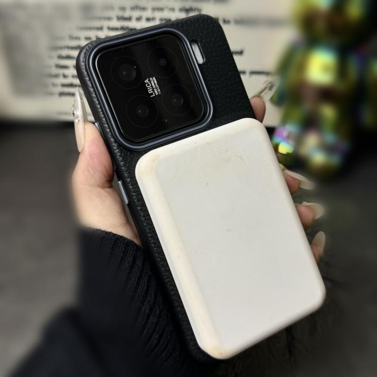Funda de TPU con diseño de círculo fino MagSafe Litchi Grain para Xiaomi 14 Pro (negro y naranja)