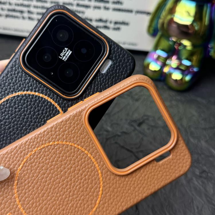 Funda de TPU con diseño de círculo fino MagSafe Litchi Grain para Xiaomi 14 Pro (azul claro)