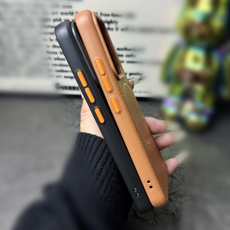 Funda de TPU con textura de lichi MagSafe para Xiaomi 13 Pro (marrón dorado)