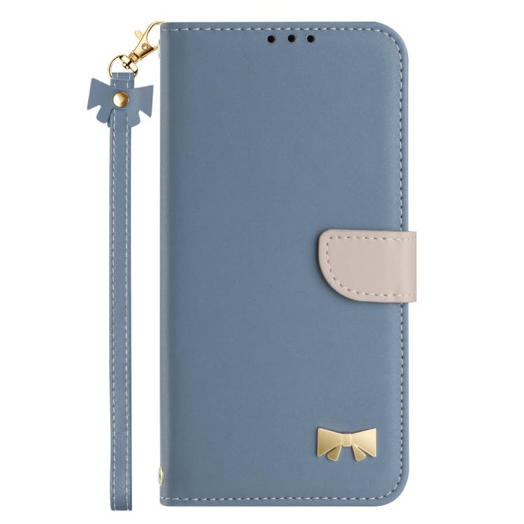 Funda de cuero con lazo metálico y correa para la mano para Xiaomi 14T (azul claro)