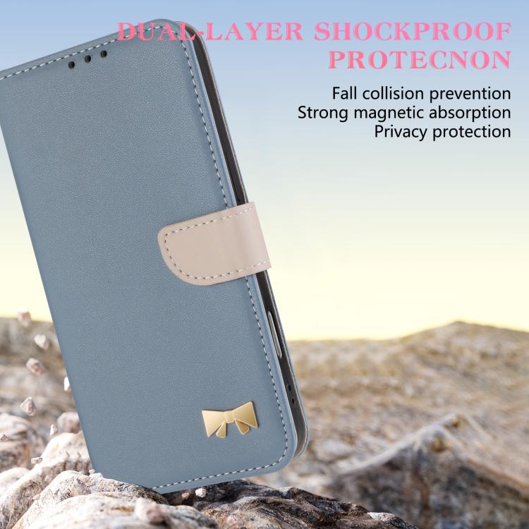Funda de cuero con lazo metálico y correa para la mano para Xiaomi 14T (azul claro)