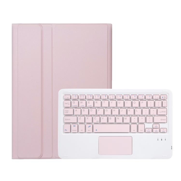 Funda ultrafina de cuero con teclado Bluetooth desmontable y panel táctil para Lenovo Xiaoxin Pad de 11 pulgadas (2025 AM31-A) (rosa y blanco)