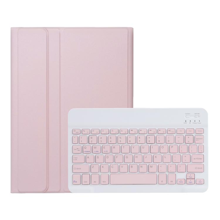 Funda de cuero ultrafina con teclado Bluetooth desmontable para Lenovo Xiaoxin Pad de 11 pulgadas (2025 AM31) (rosa y blanco)