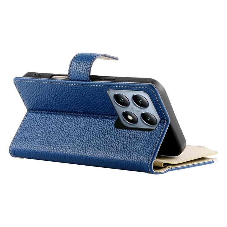Funda de cuero con cremallera para Xiaomi 14T Pro, con múltiples tarjetas, costuras y correa corta (azul oscuro)