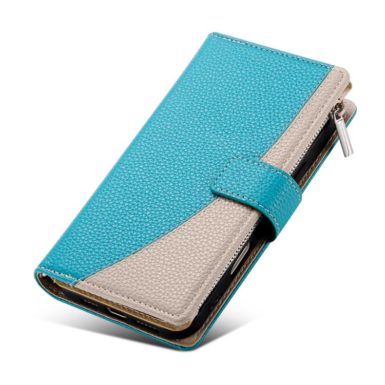 Funda de cuero con cremallera para Redmi Note 12S 4G / Note 11 4G, con costuras globales, múltiples tarjetas y correa corta (azul)