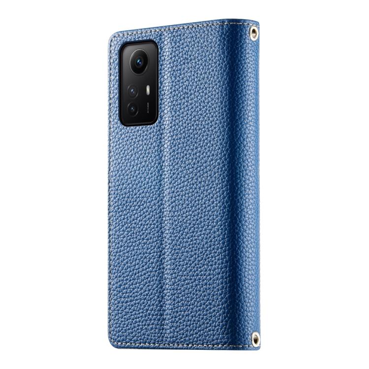 Funda de cuero con cremallera para Redmi Note 12S 4G / Note 11 4G, con costuras globales, múltiples tarjetas y correa corta (azul oscuro)